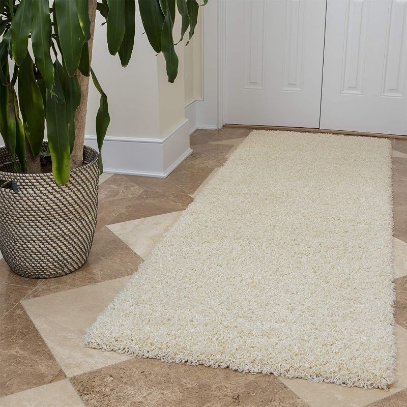 Photo 1 of  Solid Shag Rug,25X60 inches Runner Rug, Cream

