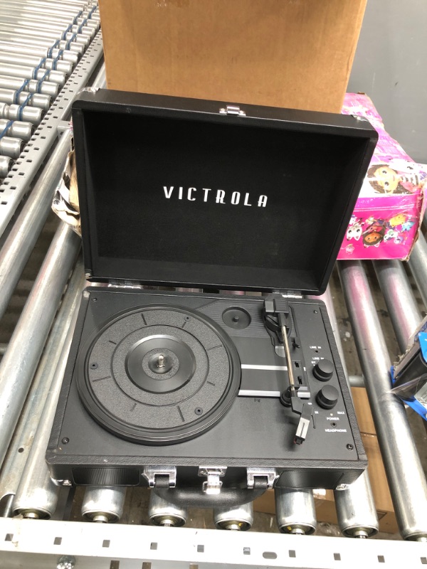 Photo 2 of **INCOMPLETE**
Victrola Vintage 3-Speed Bluetooth Portable Suitcase Record Player with Built-in Speakers | Upgraded Turntable Audio Sound| Includes Extra Stylus | Black, Model Number: VSC-550BT-BK
