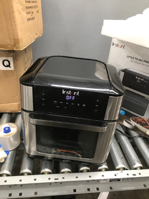 Photo 2 of **INCOMPLETE**
Instant Vortex Plus 10 Quart Air Fryer, Rotisserie and Convection Oven, Air Fry, Roast, Bake, Dehydrate and Warm, 1500W, Stainless Steel and Black

