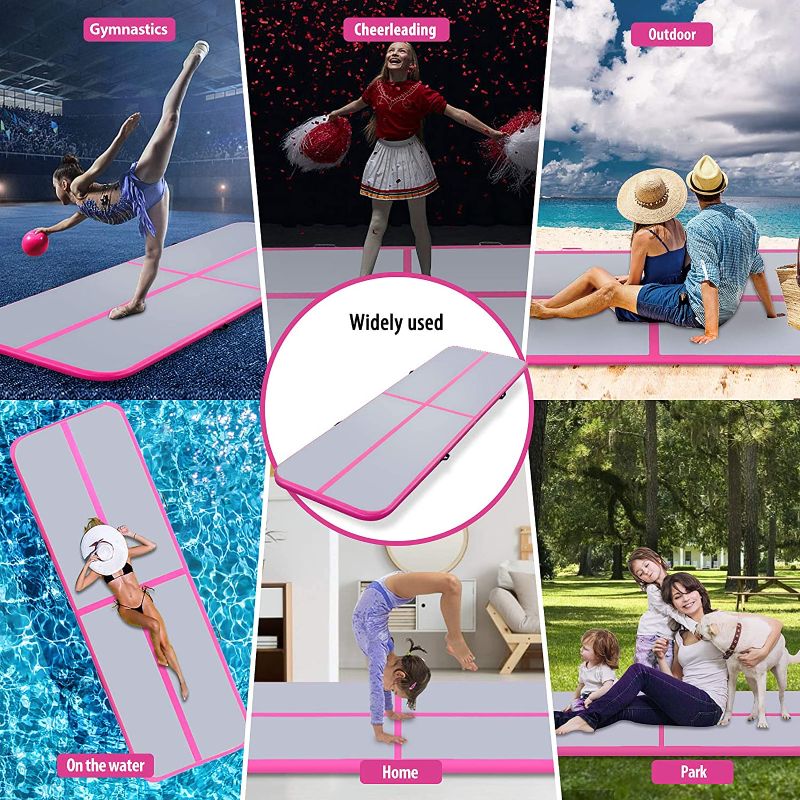 Photo 1 of **INCOMPLETE**
Air mat Tumbling track 10ft 13ft 16ft 20ft Gymnastics Mat Thickness 4 inches for Home Use/Gym/Yoga/Training/Cheerleading/Outdoor/Beach/Park/Water/Kid with Electric Air Pump Carry Bag (Pink/Grey)
