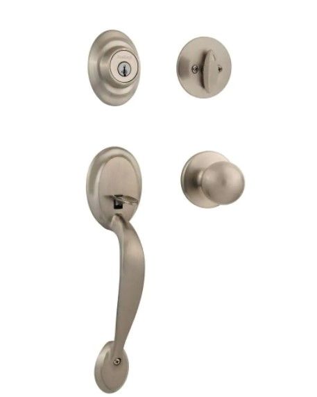 Photo 1 of **INCOMPLETE**
Dakota Satin Nickel Single Cylinder Door Handleset with Polo Door Knob Featuring SmartKey Security
