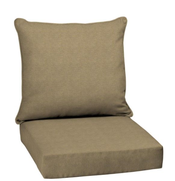 Photo 1 of 24 in. x 24 in. 2-Piece Deep Seating Outdoor Lounge Chair Cushion in Tan Hamilton
