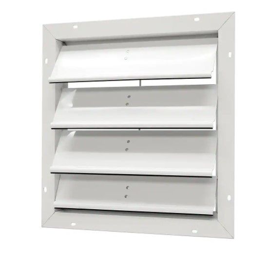 Photo 1 of 19.25 in. x 19.25 in. Square White Aluminum Automatic Shutter Gable Louver Vent
