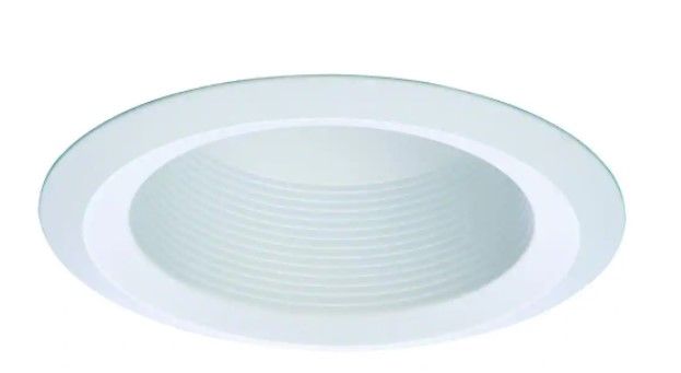 Photo 1 of **SET OF 2**
E26 Series 6 in. White Recessed Ceiling Light Full Cone Baffle with Self Flanged White Trim Ring
