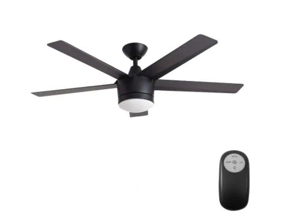 Photo 1 of **INCOMPLETE**
52 in. Integrated LED Indoor Matte Black Ceiling Fan with Light Kit and Remote Control
