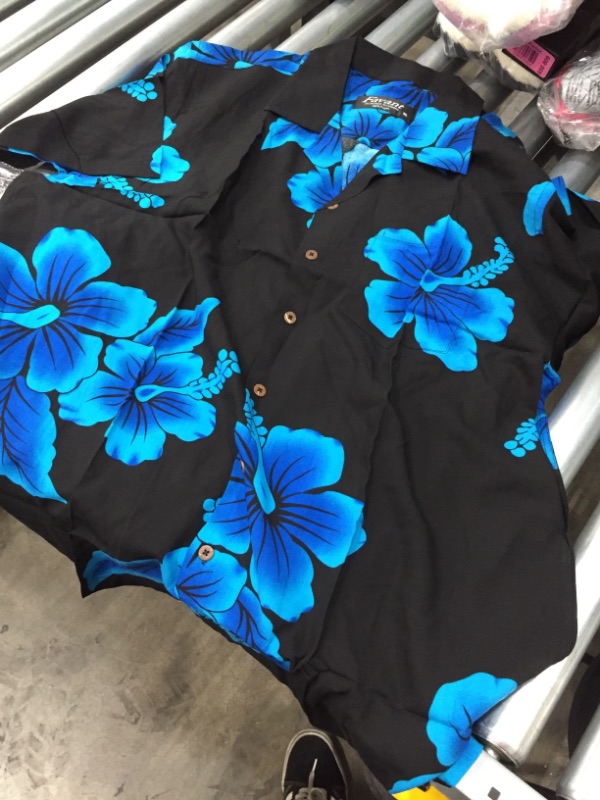 Photo 2 of Favant Tropical Luau Beach Hibiscus Floral Print Men’s Hawaiian Aloha Shirt xl
