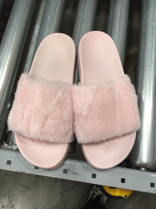 Photo 2 of Women's Slippers Fuzzy Slides, Fluffy Sandals Faux Fur Flip Flops Open Toe Soft Indoor Outdoor
