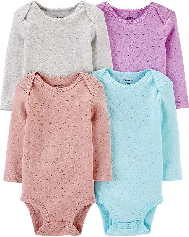 Photo 1 of Carter's Unisex-Baby 4-Pack Long Sleeve Bodysuits (18 Months, Solid Multi)
