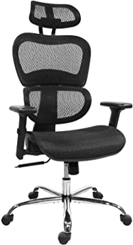 Photo 1 of USED: Ergonomic Office Chair, High Back Mesh Chair Computer Desk Chair with Lumbar Support and 3D Adjustable Headrest and Armrests for Home Office, Conference Room, Reception Room, Gaming Room (Black) 17.71"D x 19.59"W x 48.04"H

