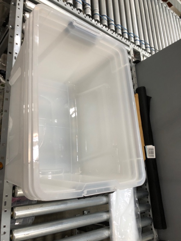 Photo 6 of MISSING 2 LIDS & MINOR DAMAGE
RIS USA 54 Qt Clear Plastic Storage Box with Latches 3- PACK 