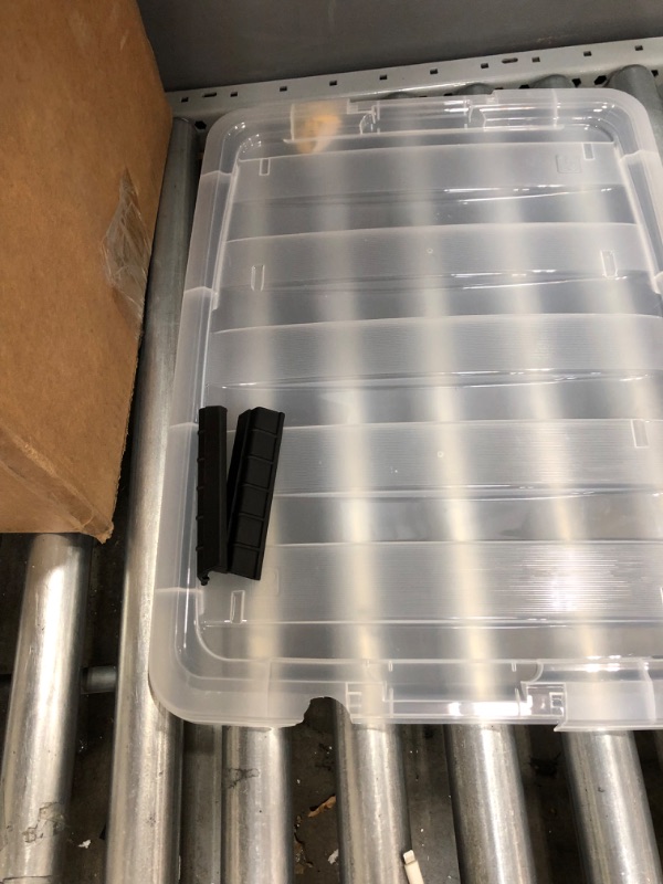 Photo 8 of MISSING 2 LIDS & MINOR DAMAGE
RIS USA 54 Qt Clear Plastic Storage Box with Latches 3- PACK 