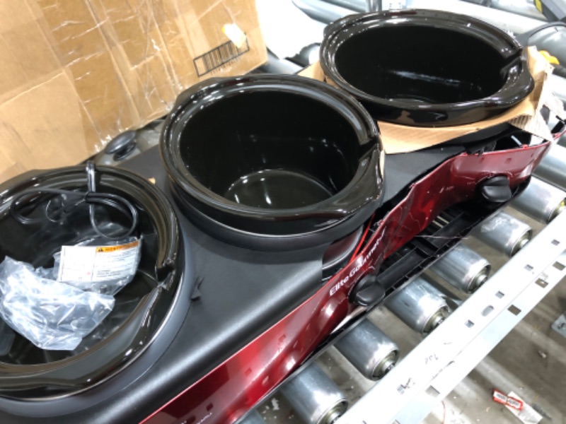 Photo 1 of MAJOR DAMAGE PARTS ONLY!!
 Elite Platinum EWMST Triple Slow Cooker Buffet Server, EWMST-325R, Red