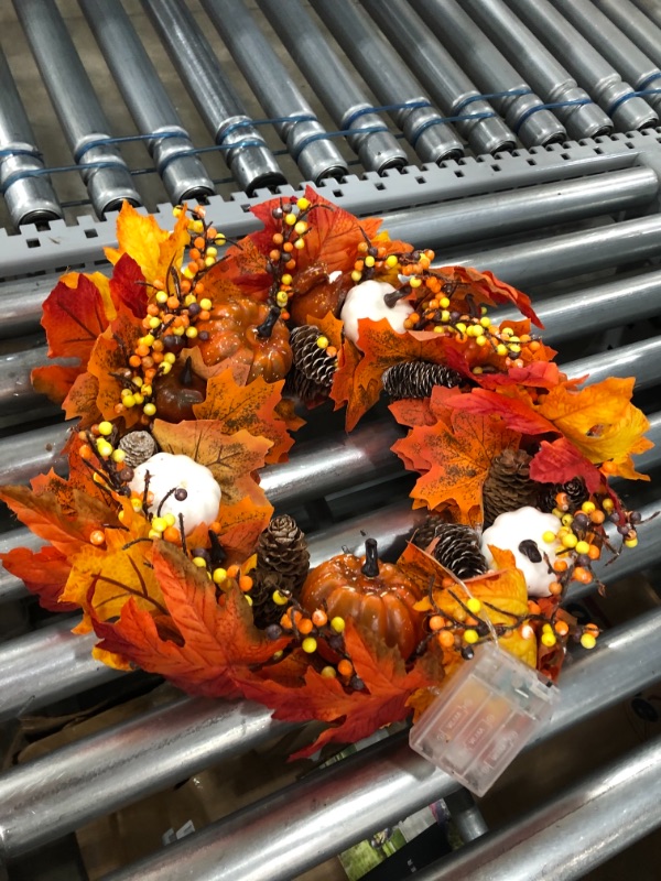 Photo 3 of 2" Fall Wreath for Front Door, Fall Decor Handcrafted Boxwood Base, Ideal Fall Porch Decor for Autumn & Halloween & Thanksgiving Day,