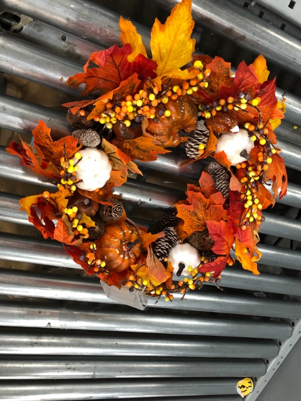 Photo 2 of 2" Fall Wreath for Front Door, Fall Decor Handcrafted Boxwood Base, Ideal Fall Porch Decor for Autumn & Halloween & Thanksgiving Day,