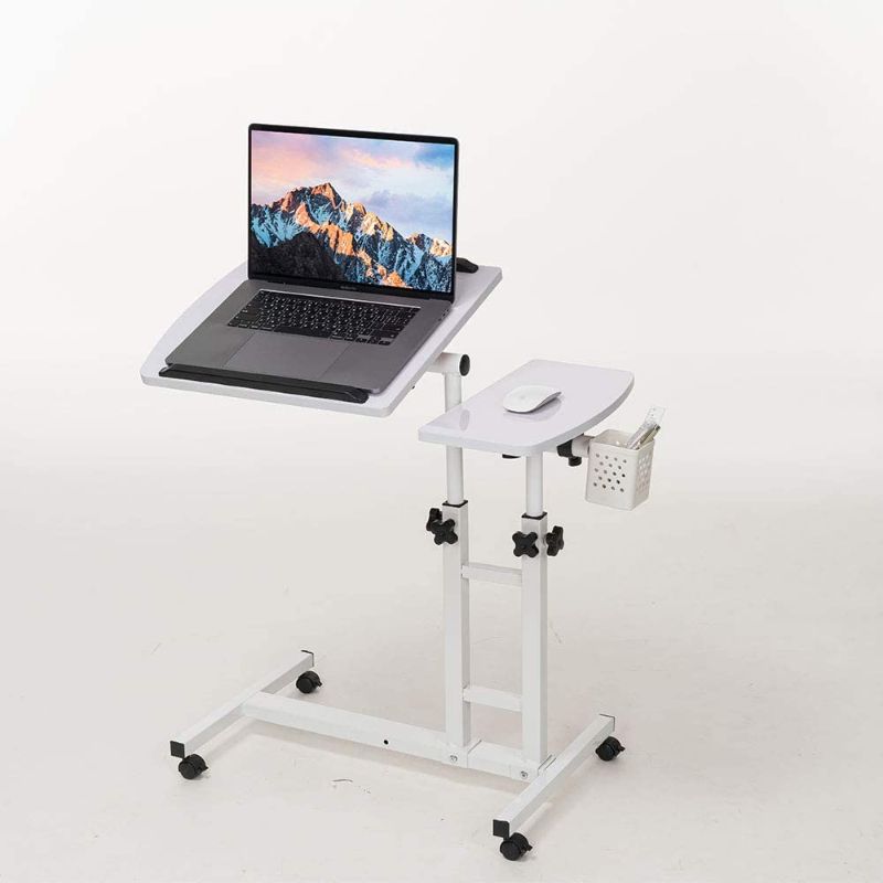 Photo 1 of Farios Adjustable Laptop Desk with Wheels, Overbed Bedside Desk, Wheels Height Adjustable Desk Cart,Standing Laptop Desk,Moveable Laptop Stand,Tilting Over Bed Table,Rolling Laptop Stand-White.
