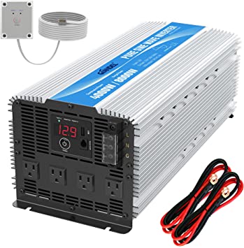 Photo 1 of GIANDEL 4000W Heavy Duty Pure Sine Wave Power Inverter DC12V to AC120V with 4 AC Outlets with Remote Control 2.4A USB and LED Display