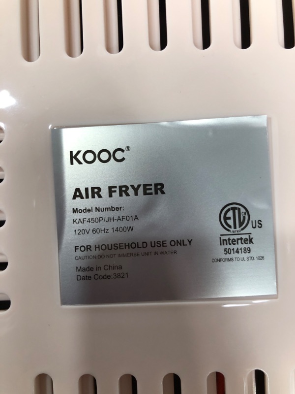Photo 1 of [NEW] KOOC Large Air Fryer, 4.5-Quart Electric Hot Oven Cooker, Free Cheat Sheet for Quick Reference Guide, LED Touch Digital Screen, 8 in 1, Customiz