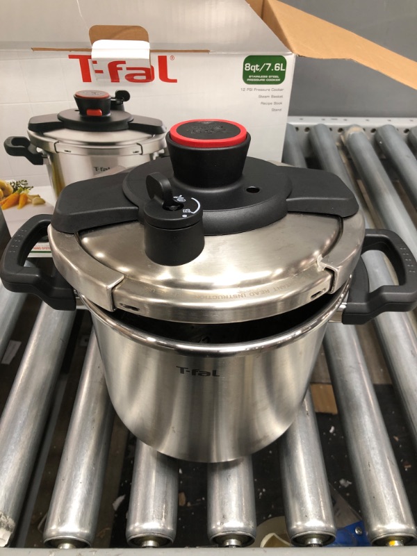 Photo 2 of 8 qt. Stainless Steel Stove Top Pressure Cooker with Steam Basket