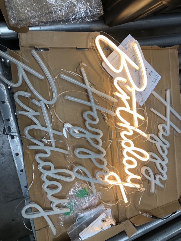 Photo 2 of (UNABLE TO LIGHT UP "HAPPY" SIGN)
NANYUE Happy Birthday Neon Lights Signs for Wall Decor,Happy Birthday Decorations for Women Men Kids, Backdrop, Photo Prop,Warm White 22.8X7.8 & 16.5X8.3Inches, NY-201-HB
