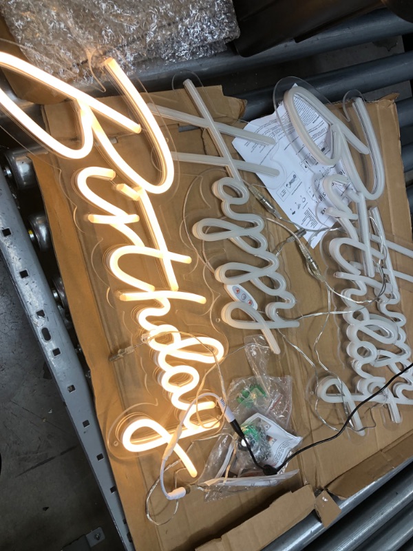 Photo 3 of (UNABLE TO LIGHT UP "HAPPY" SIGN)
NANYUE Happy Birthday Neon Lights Signs for Wall Decor,Happy Birthday Decorations for Women Men Kids, Backdrop, Photo Prop,Warm White 22.8X7.8 & 16.5X8.3Inches, NY-201-HB

