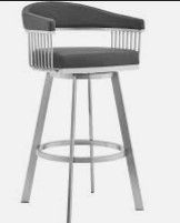 Photo 1 of (TORN/DAMAGED MATERIAL)
Chelsea Gray Faux Leather/Brushed Stainless Steel 26" Swivel Counter Stool