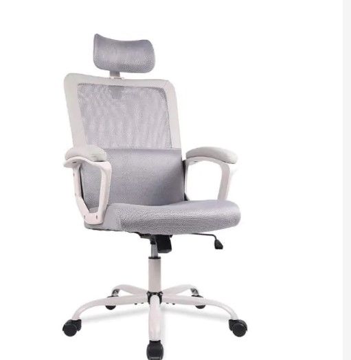 Photo 1 of MISSING SOME SCREWS, Ergonomic Gray Mesh Home Office Chair with Lumbar Support/Adjustable Headrest/Armrest and Wheels/Mesh High Back
