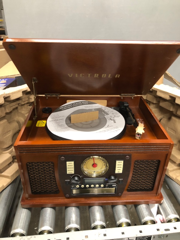 Photo 2 of Victrola 8-in-1 Bluetooth Record Player & Multimedia Center, Built-in Stereo Speakers - Turntable, Wireless Music Streaming, Real Wood | Espresso
