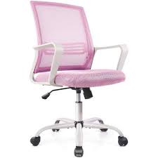 Photo 1 of Ergonomic Pink Mesh Chair Executive Home Office Chairs with Lumbar Support Armrest Rolling Swivel Adjustable Mid Back
