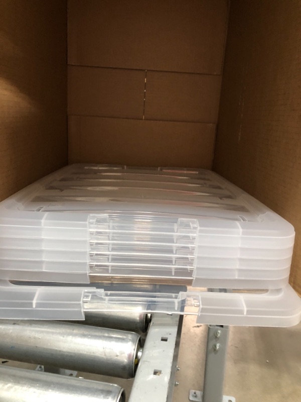 Photo 3 of 1 BOX BROKEN ON THE SIDE-  IRIS USA 54 Qt Clear Plastic Storage Box with Latches, 6 Pack