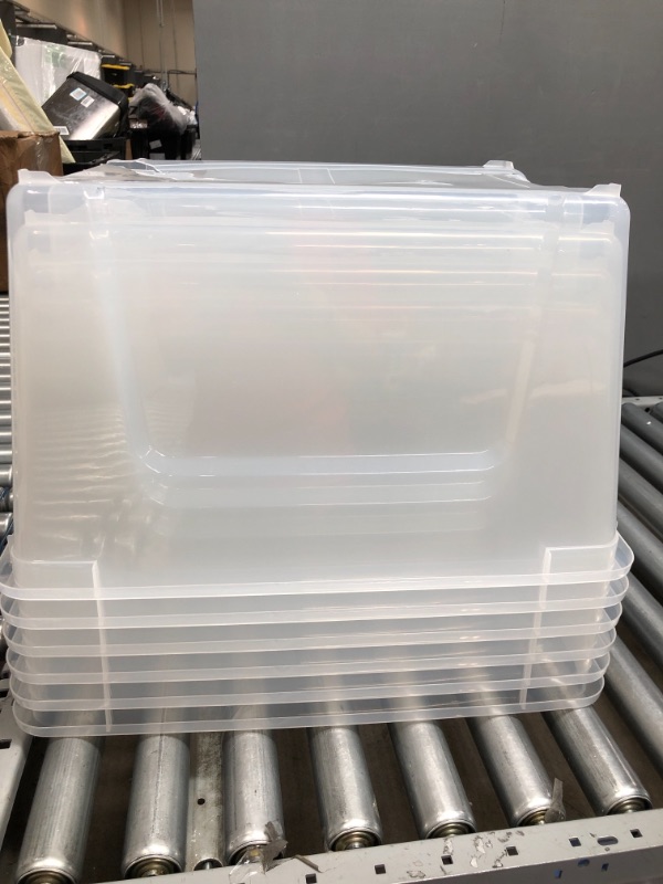 Photo 2 of 1 BOX BROKEN ON THE SIDE-  IRIS USA 54 Qt Clear Plastic Storage Box with Latches, 6 Pack