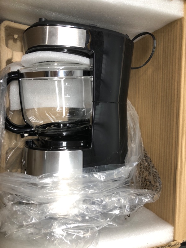 Photo 2 of COSTWAY 12-Cup Coffee Maker, Programmable Brew Machine with LCD Display, Removable Mesh Filter, Warming Plate, Anti-drip System, Sprinkler Head, with 1.8L Glass Carafe and Spoon, Stainless Steel
