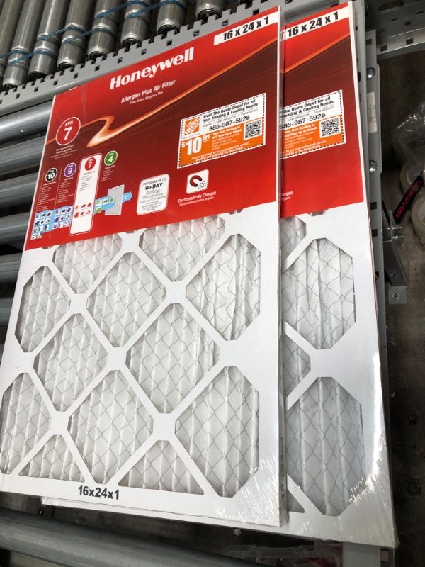 Photo 2 of 
Honeywell
16 in. x 24 in. x 1 in. Allergen Plus Pleated Air Filter MERV 11 - FPR 7 (2-Pack)
