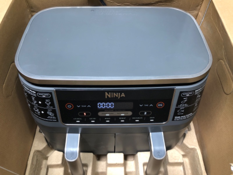 Photo 2 of TESTED TURNS ON**
Ninja DZ201 Foodi 8 Quart 6-in-1 DualZone 2-Basket Air Fryer with 2 Independent Frying Baskets, Match Cook & Smart Finish to Roast, Broil, Dehydrate & More for Quick, Easy Meals, Grey
