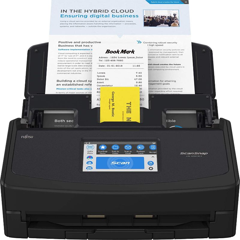 Photo 1 of Fujitsu ScanSnap iX1600 Versatile Cloud Enabled Document Scanner for Mac or PC, Black
