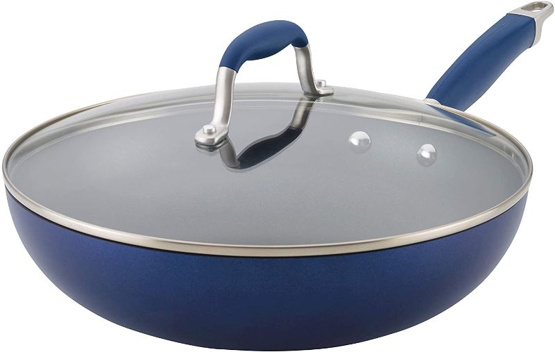 Photo 1 of Anolon 12" Covered Ultimate Hard Anodized Aluminum Stirfry Pan, 12 Inch, Indigo
