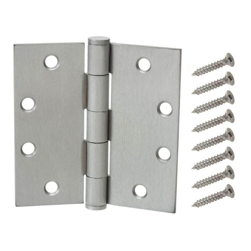 Photo 1 of 3 packs of Everbilt 4 in. Square Satin Chrome Commercial Grade Door Hinge
