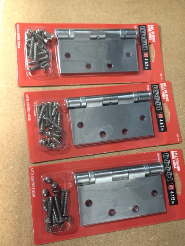 Photo 1 of 3 pack Everbilt 162275-4-1/2 in. Satin Chrome Ball Bearing Hinge
