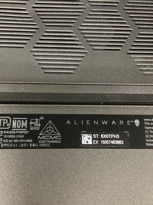 Photo 5 of LOCKED WITH PASSWORD**** PARROT LINUX OS INSTALLED ****NEEDS WINDOWS REINSTALLED***Alienware M15 R6  15.6 IN
Gaming Laptop,  QHD 240Hz Display, Intel Core i7-11800H, 16GB DDR4 RAM, 512GB SSD, NVIDIA GeForce RTX 3060 6GB GDDR6, Windows 11 Home, Dark Side o