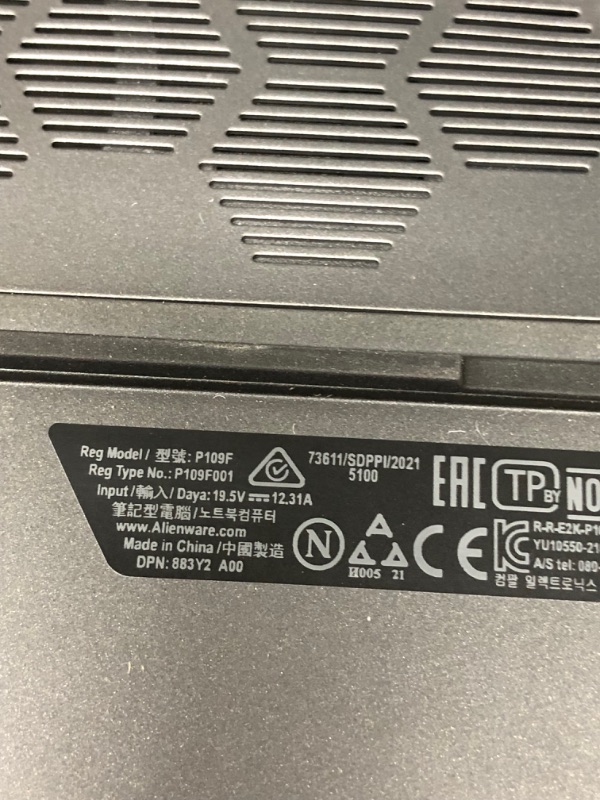 Photo 4 of LOCKED WITH PASSWORD**** PARROT LINUX OS INSTALLED ****NEEDS WINDOWS REINSTALLED***Alienware M15 R6  15.6 IN
Gaming Laptop,  QHD 240Hz Display, Intel Core i7-11800H, 16GB DDR4 RAM, 512GB SSD, NVIDIA GeForce RTX 3060 6GB GDDR6, Windows 11 Home, Dark Side o