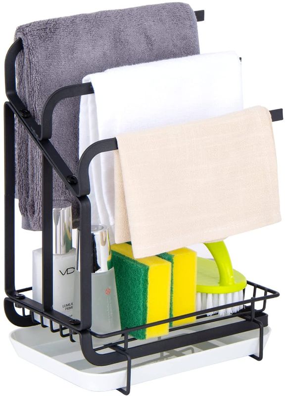 Photo 1 of 3***Mlesi Sponge Holder for Kitchen Sink with Removable Drip Tray,Dish Dishcloth Rack Kitchen Sink Caddy Organizer Sponge Brush Soap for Kitchen Sink or Bathroom Storage
