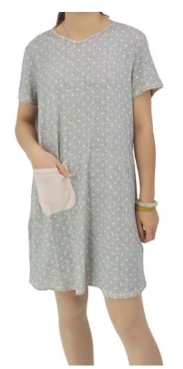 Photo 1 of Isaphel Women's Short Sleeve Nightgown with Pocket Pink Grey Sleepdress for Women S-XL
