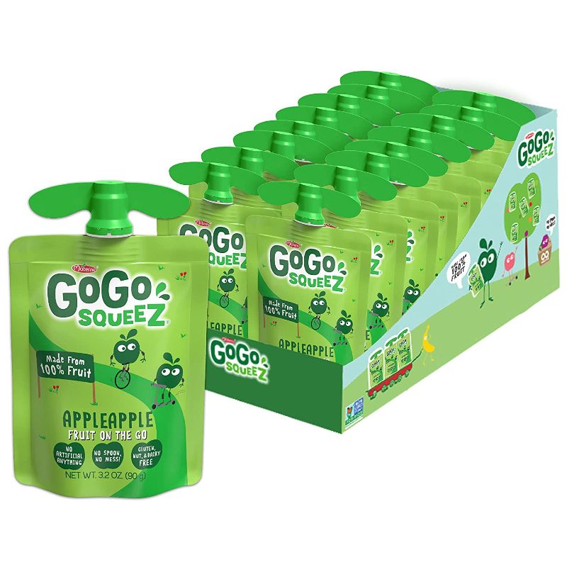 Photo 1 of 09/2022***GoGo SqueeZ Fruit on The Go, Apple, Tasty Kids Applesauce Snacks Made from Apples, Gluten, Nut & Dairy Free, Vegan, 18 Pouches, 57.6 Oz
