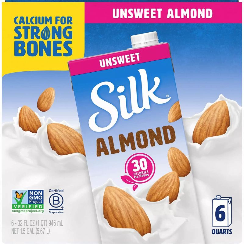 Photo 1 of **EXPIRES 9/2/22** Silk Unsweetened Almond Milk, 1 Quart -- 6 per case. **SOLD AS IS, NO RETURNS** 
