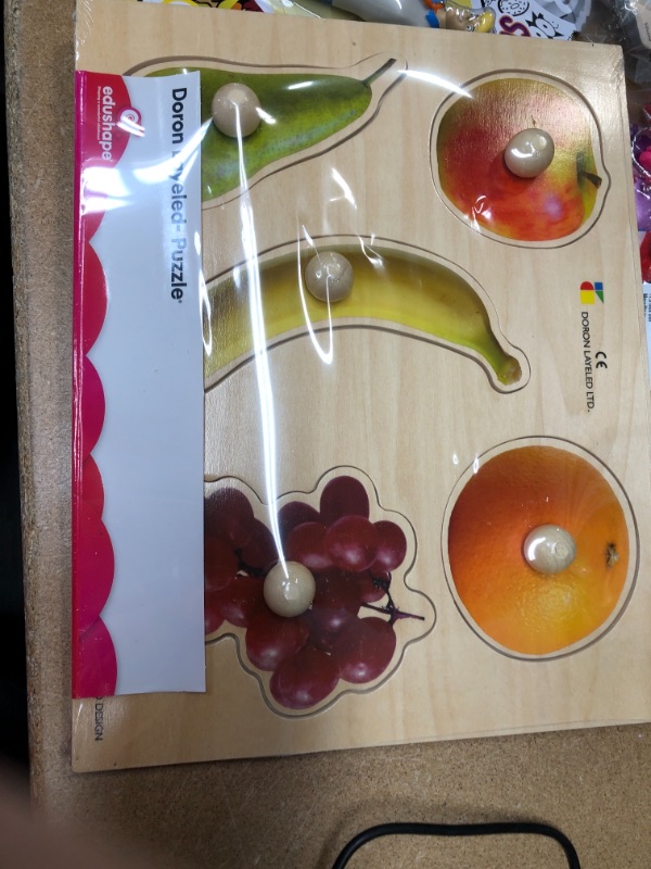 Photo 2 of Edushape Large Knob Puzzle, Fruits Theme, 5 Pieces
