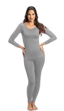 Photo 1 of Rocky Thermal Underwear for Women (Thermal Long Johns Set) Shirt & Pants, Base Layer w/Leggings/Bottoms Ski/Extreme Cold (Gray) (L)