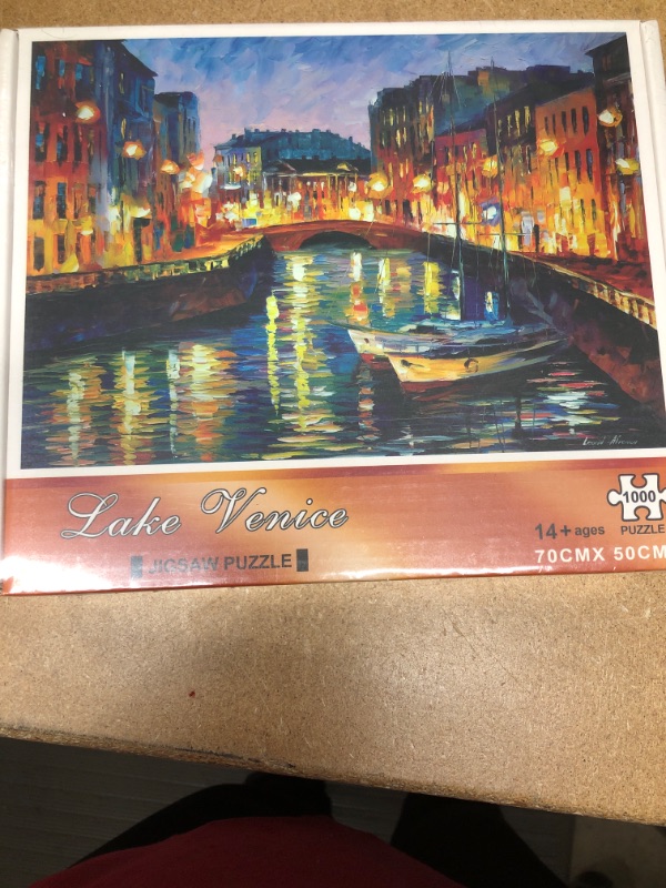 Photo 2 of 1000 Piece Jigsaw Puzzles for Adults, Large 70cm x 50cm 1000 Piece Puzzle Educational Game Toys and Unique Artwork for Families Adults Teens Age of 14 +, Venice Lake Side Oil Painting