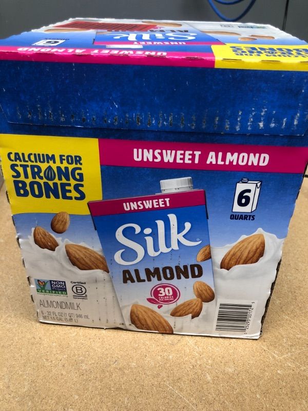 Photo 2 of (Pack of 6) Silk Shelf-Stable Unsweetened Almond Milk, 1 Quart...EXP 09/02/2022.**NOT REFUNDABLE, SOLD AS IS**