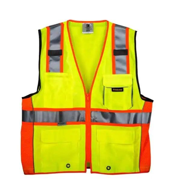 Photo 1 of Large 3M Class 2 Safety Vest with Pockets and Zipper Closure

