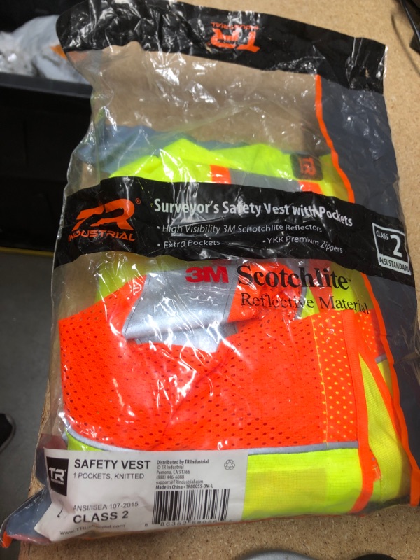 Photo 2 of Large 3M Class 2 Safety Vest with Pockets and Zipper Closure

