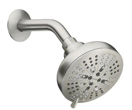 Photo 1 of HydroEnergetix 8-Spray Patterns with 1.75 GPM 4.75 in. Single Wall Mount Fixed Shower Head in Spot Resist Brushed Nickel
